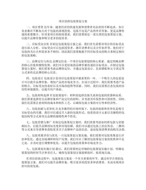 项目招商包装策划方案
