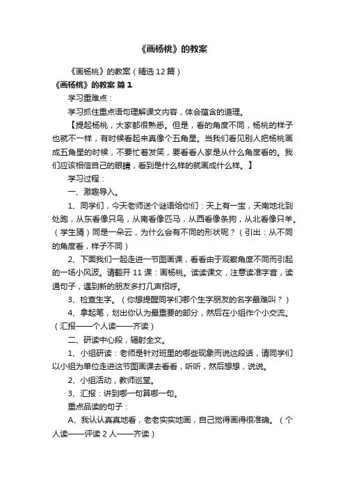 《画杨桃》的教案