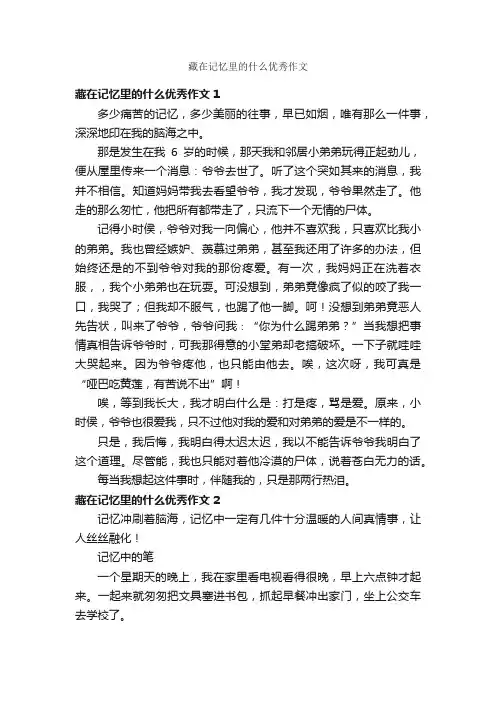 藏在记忆里的什么优秀作文