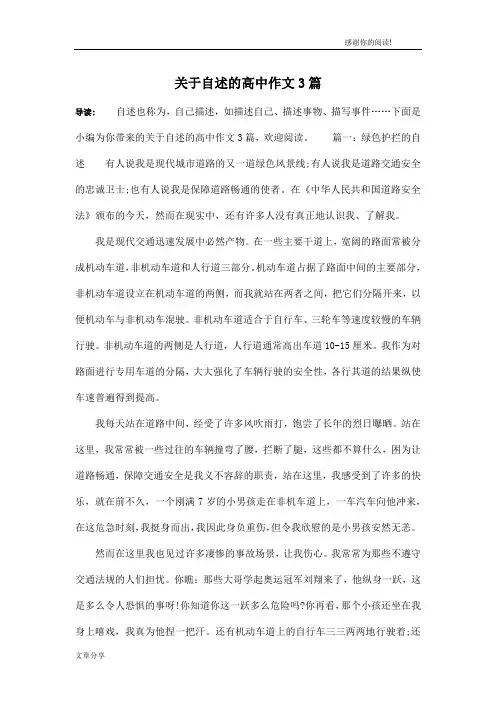 关于自述的高中作文3篇
