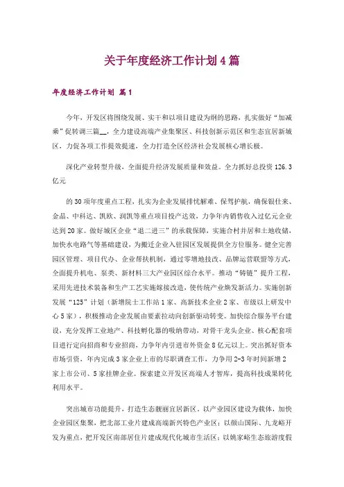 关于年度经济工作计划4篇