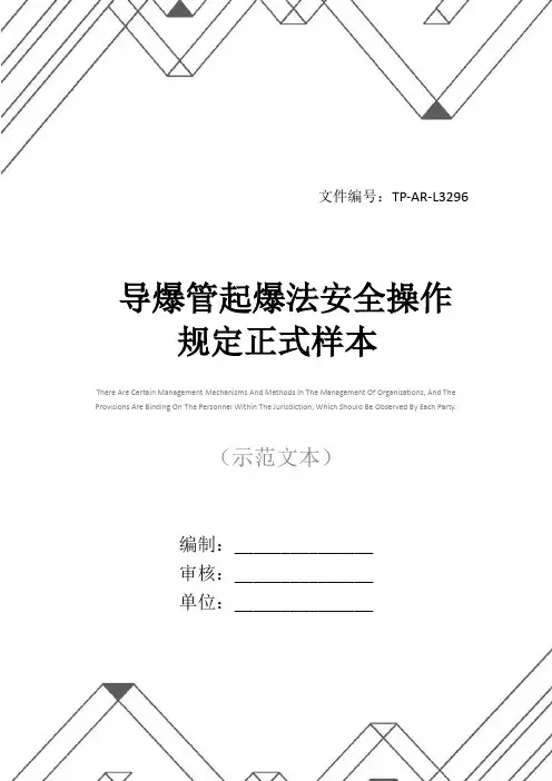 导爆管起爆法安全操作规定正式样本