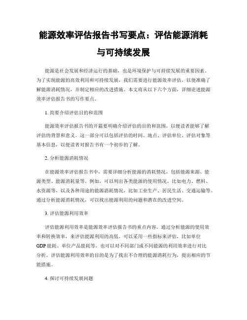 能源效率评估报告书写要点：评估能源消耗与可持续发展