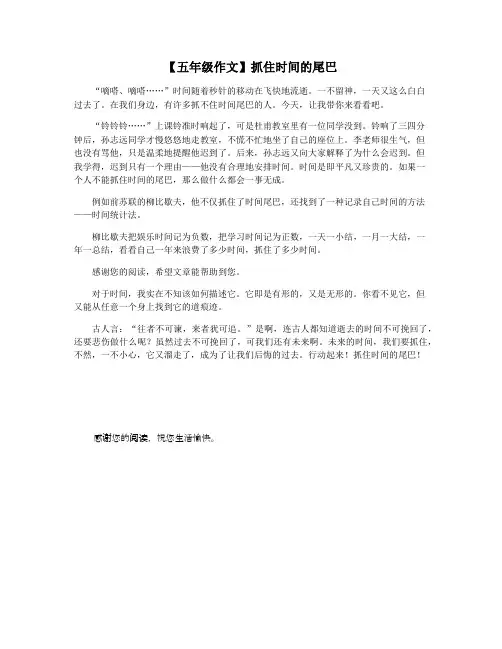 【五年级作文】抓住时间的尾巴