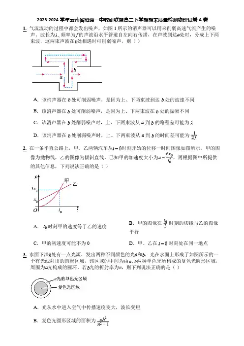 2023-2024学年云南省昭通一中教研联盟高二下学期期末质量检测物理试卷 A卷