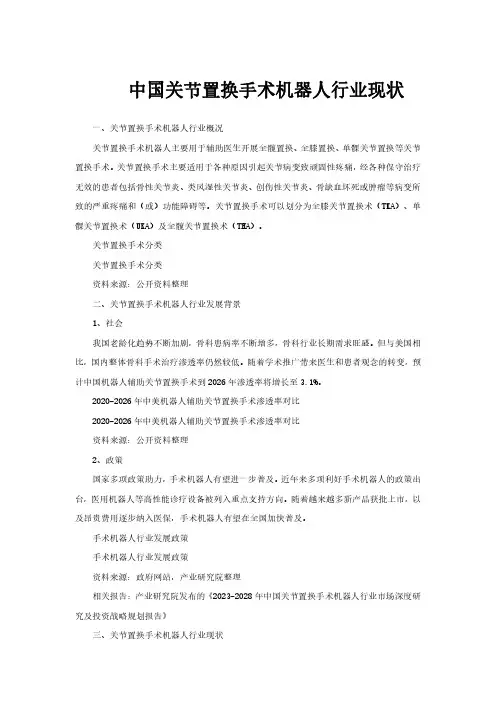中国关节置换手术机器人行业现状