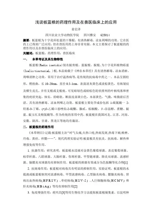 浅谈板蓝根的药理作用及在兽医临床上的应用