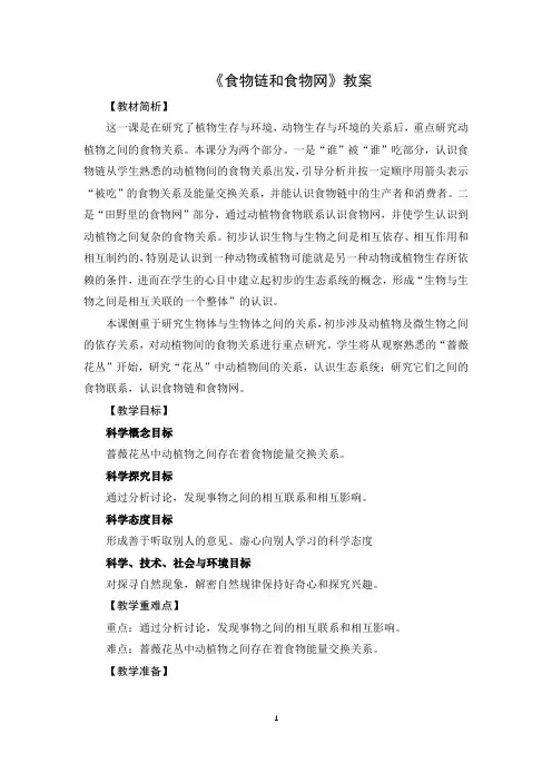 《食物链和食物网》教案