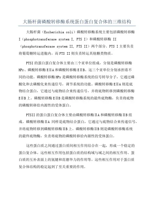 大肠杆菌磷酸转移酶系统蛋白蛋白复合体的三维结构