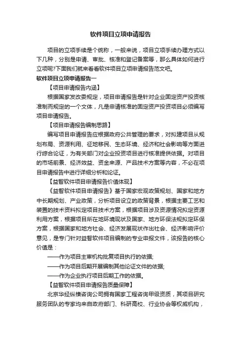 软件项目立项申请报告