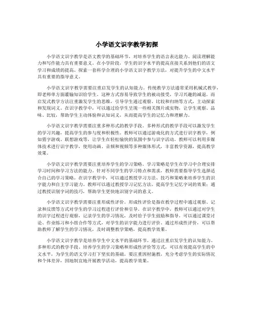 小学语文识字教学初探