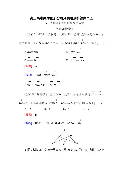 高三高考数学国步分项分类题及析答案二五