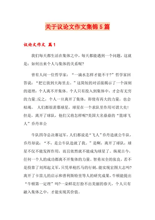 关于议论文作文集锦5篇