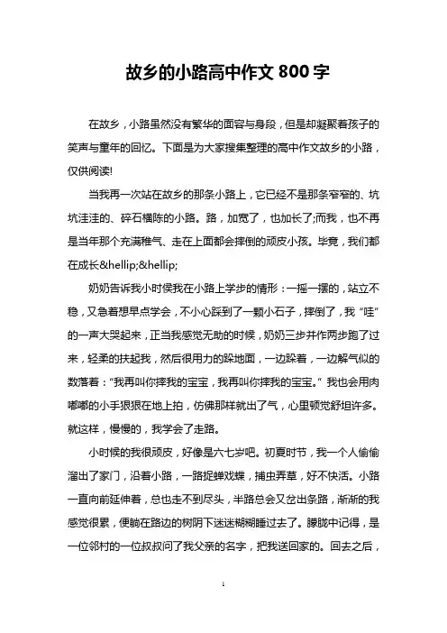 故乡的小路高中作文800字