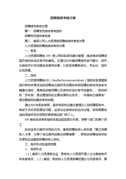 招聘绩效考核方案