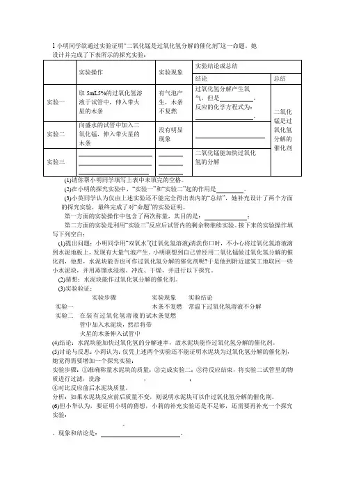 初三化学实验探究专题