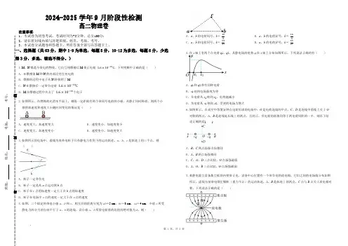 2024--2025高二物理9月月考物理试卷