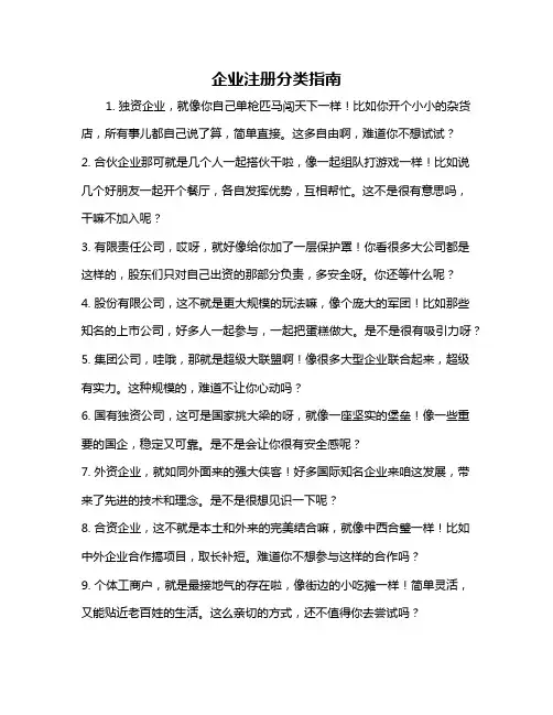 企业注册分类指南
