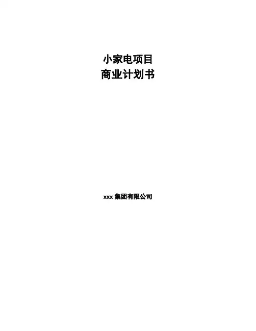 小家电项目商业计划书