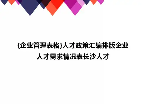 {企业管理表格}人才政策汇编排版企业人才需求情况表长沙人才精编