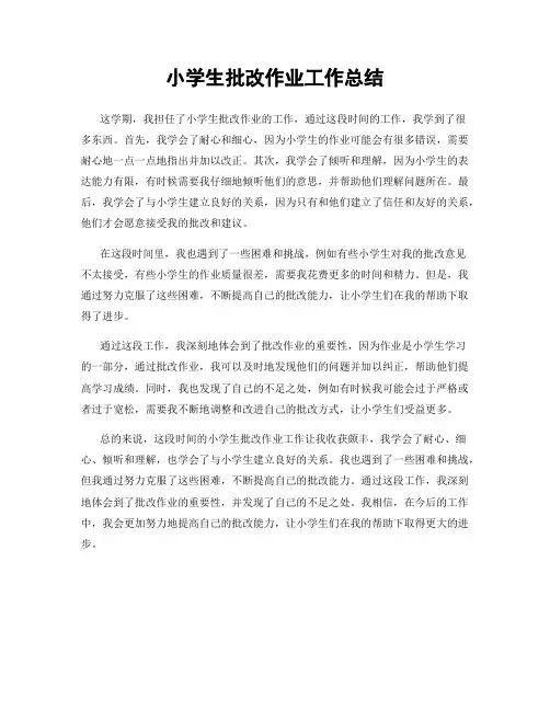 小学生批改作业工作总结