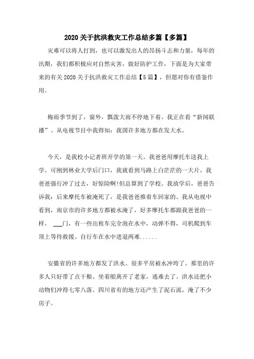 2020关于抗洪救灾工作总结多篇【多篇】