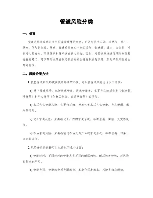 管道风险分类