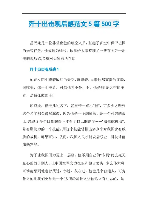 歼十出击观后感范文5篇500字
