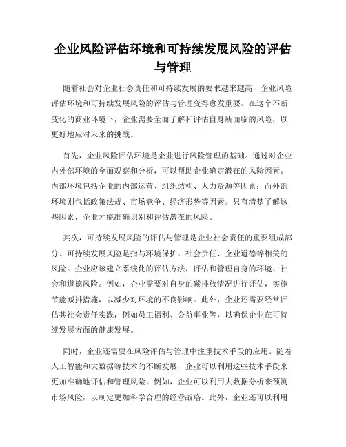 企业风险评估环境和可持续发展风险的评估与管理