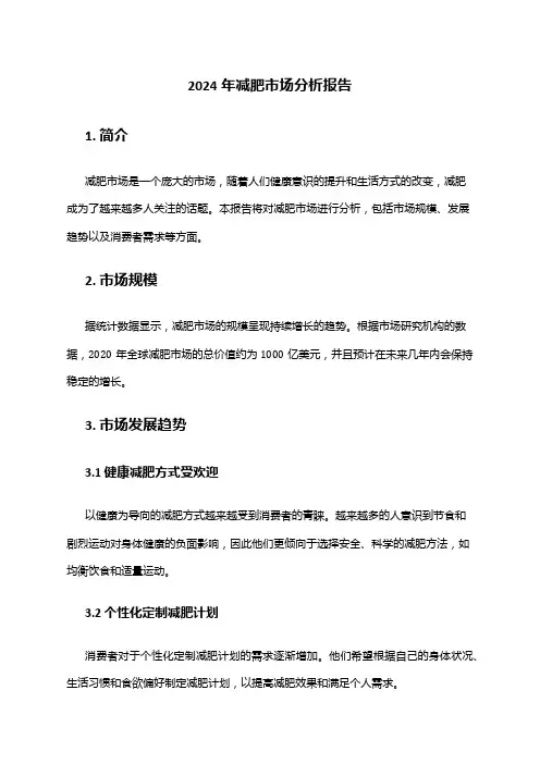 2024年减肥市场分析报告