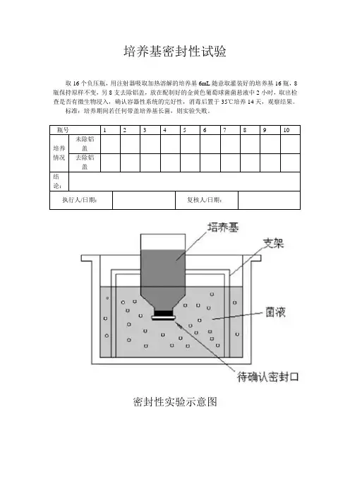 培养基的密封性试验