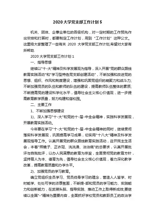 2020大学党支部工作计划5