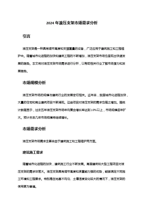 2024年液压支架市场需求分析