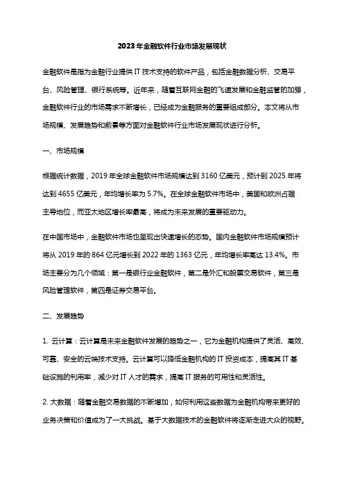 2023年金融软件行业市场发展现状