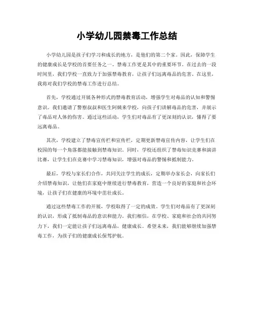 小学幼儿园禁毒工作总结