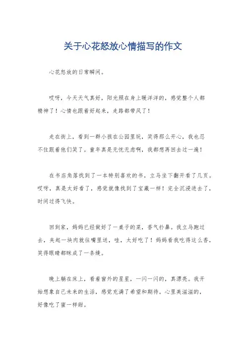 关于心花怒放心情描写的作文