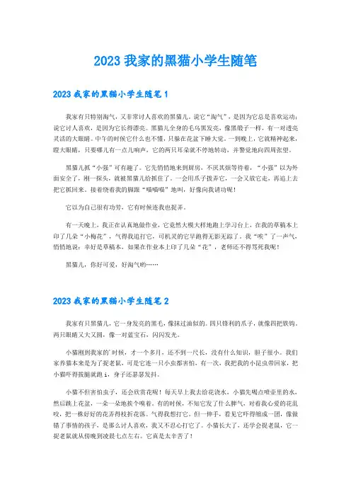 2023我家的黑猫小学生随笔