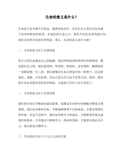 生命的意义是什么？