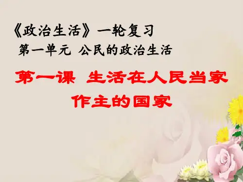高考政治一轮复习课件：必修2第一课 生活在人民当家作主的国家(共21张PPT)