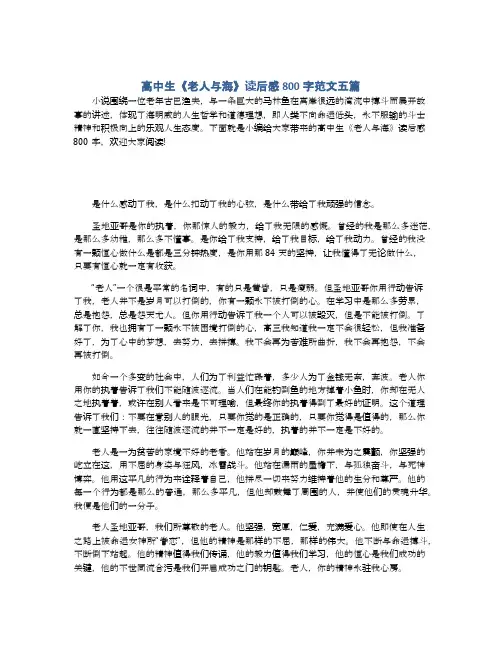 高中生《老人与海》读后感800字范文五篇