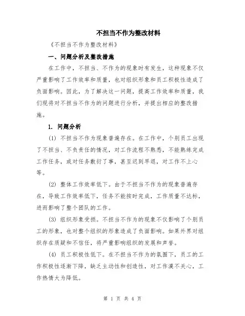 不担当不作为整改材料