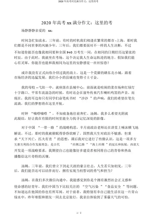 2020年高考河北满分作文：这里的考