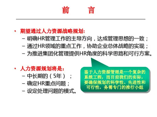 集团人力资源5年规划思路说明