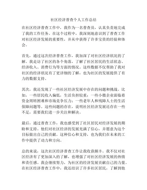 社区经济普查个人工作总结