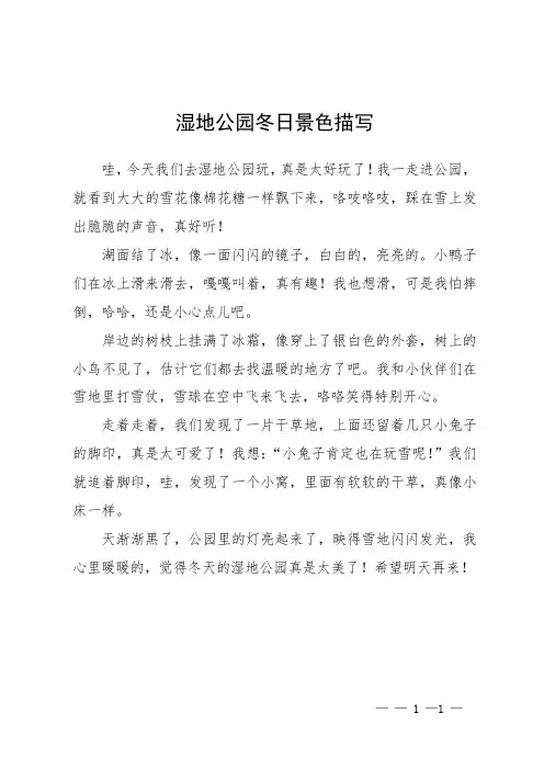 湿地公园冬日景色描写