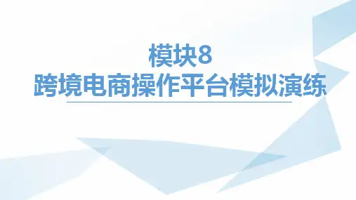 跨境电子商务模块八跨境电商操作平台模拟演练