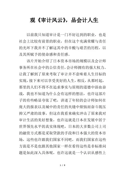 观《审计风云》-品会计人生