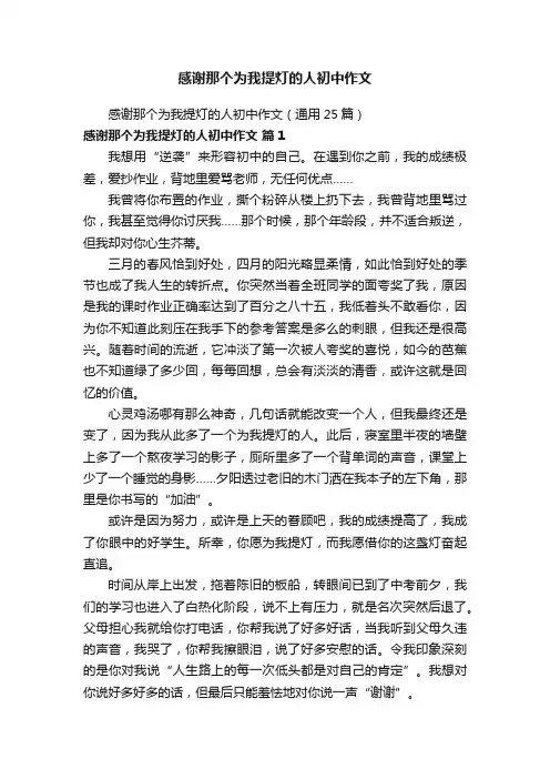 感谢那个为我提灯的人初中作文