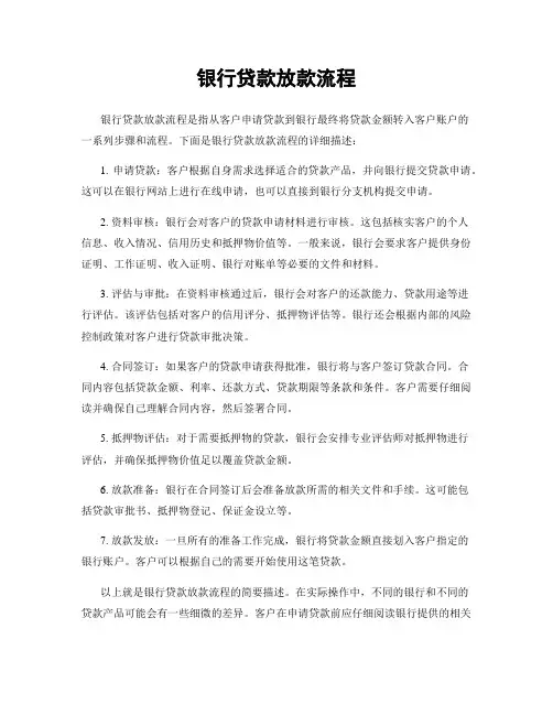 银行贷款放款流程