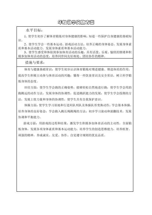 二年级第二学期体育教学教案
